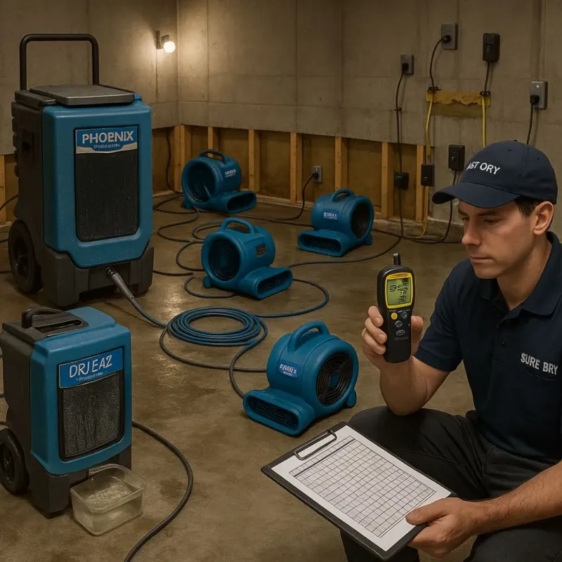 Structural Drying and Dehumidification process in Quincy, MI
